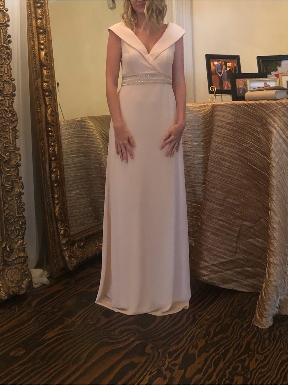 Chiffon V-Neck Maxi Dress in Soft Cream